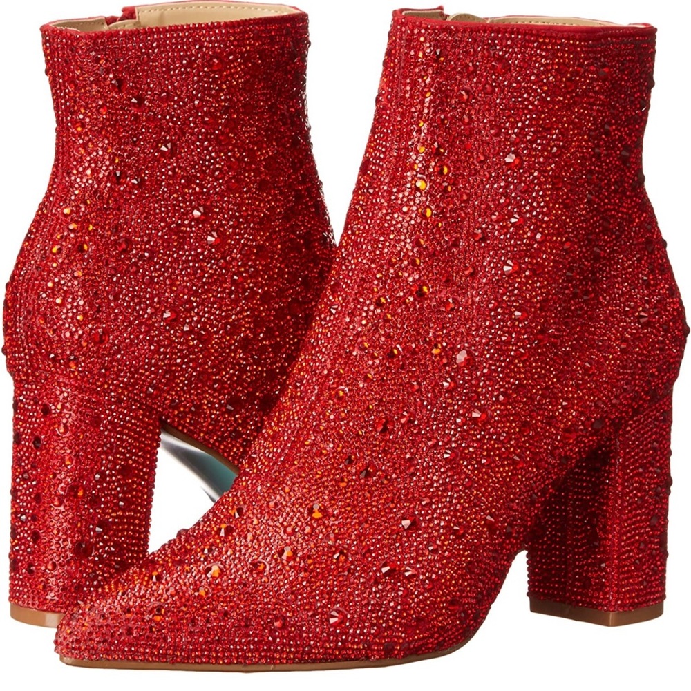 Betsey Johnson Glittering Red Rhinestone Booties